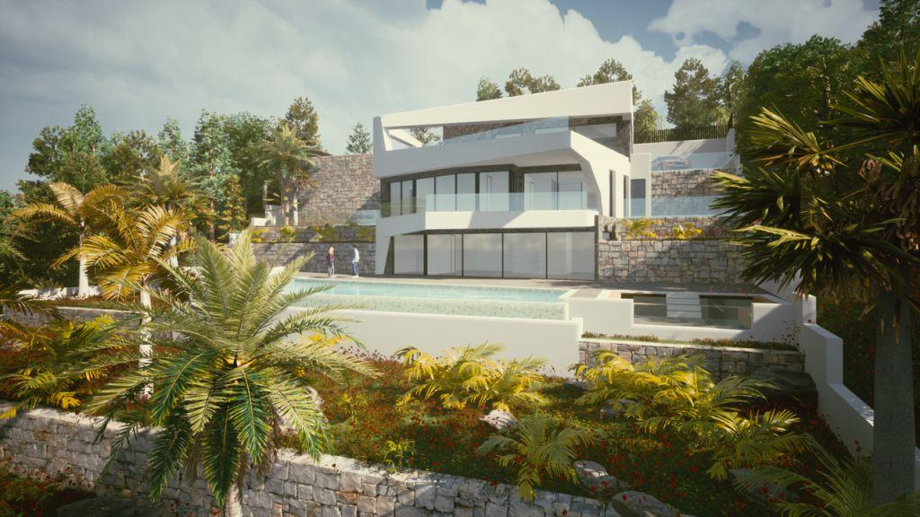 Moderne nieuwbouwvilla met zeezicht te koop in Benissa Costa
