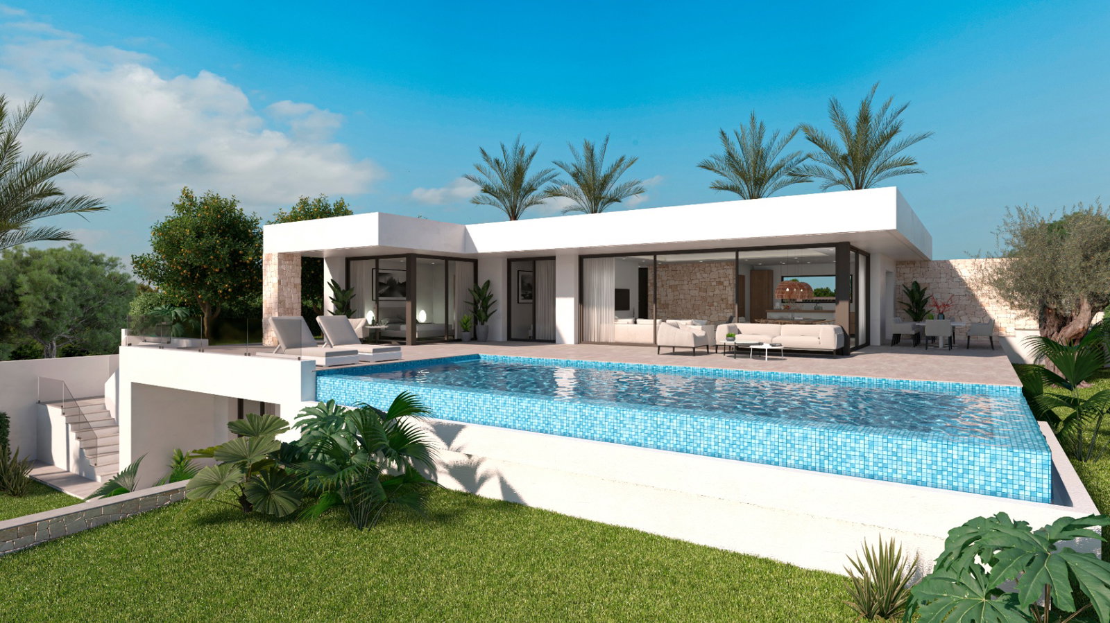 3628DEN Modern, newly built villa with building license and sea views, for sale in Denia.