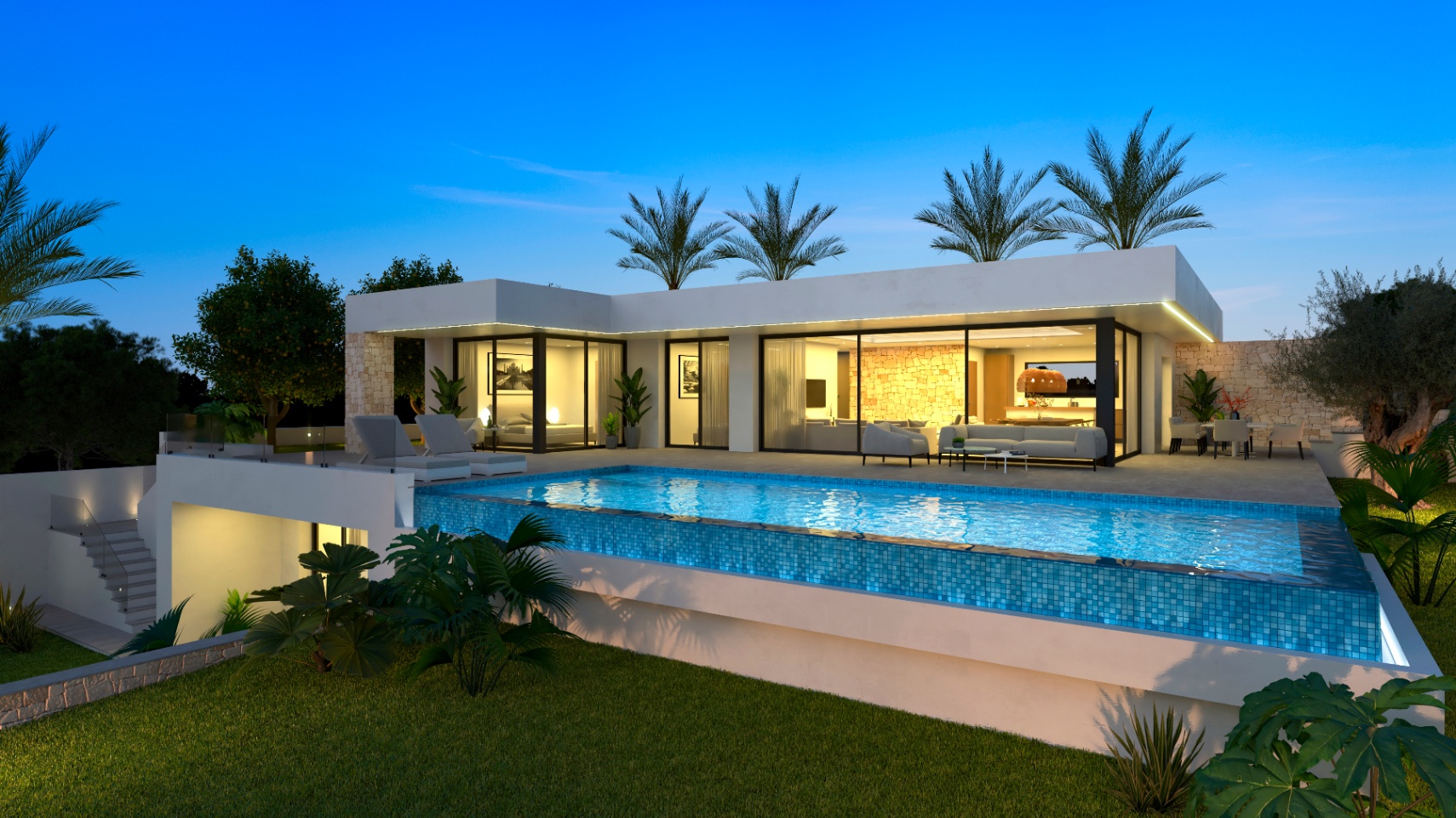 3628DEN Modern, newly built villa with building license and sea views, for sale in Denia.